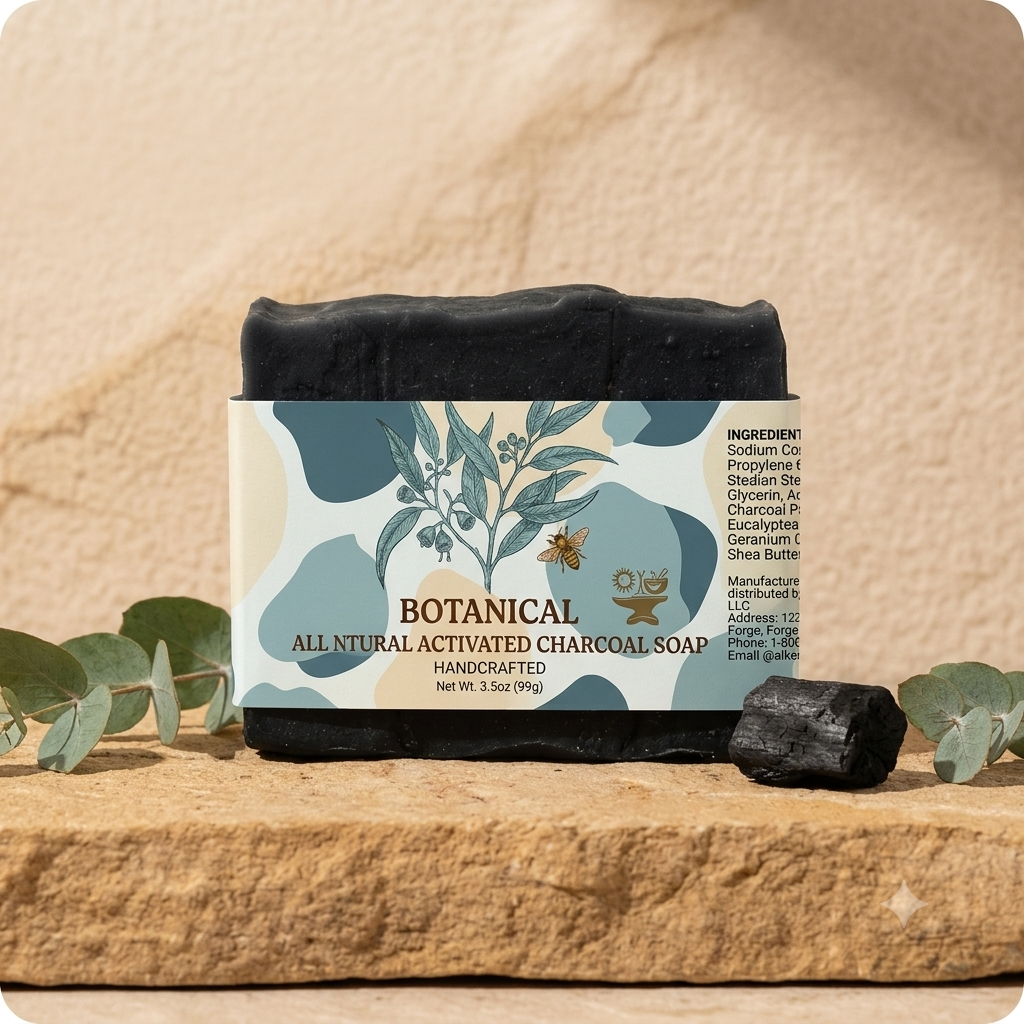 All Natural Activated Charcoal Botanical Soap Bar