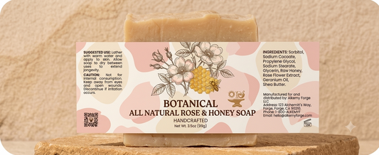 All Natural Rose & Honey Botanical Soap Bar